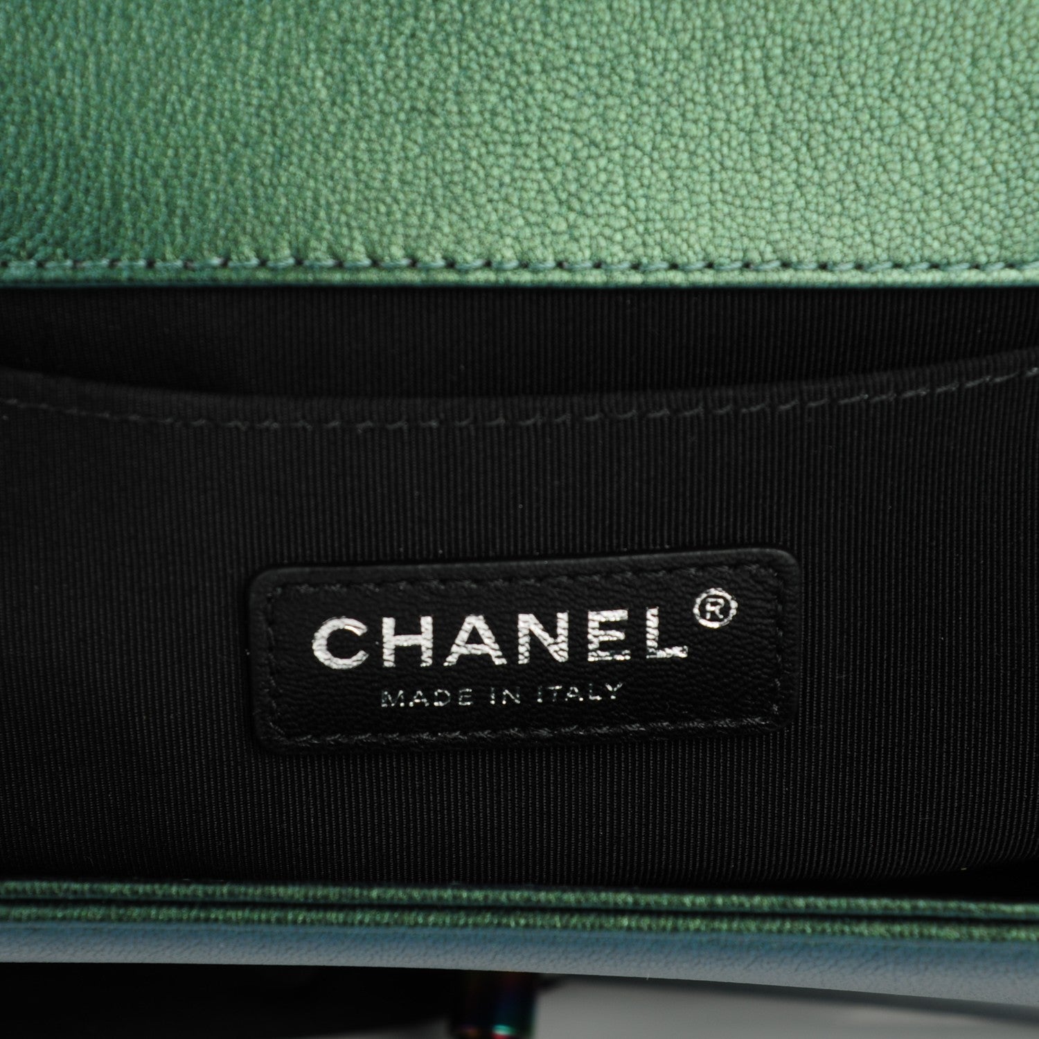 Chanel Iridescent Goatskin Quilted Medium Boy Flap Green 7 of 7