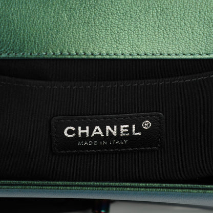 Chanel Iridescent Goatskin Quilted Medium Boy Flap Green 7 of 7