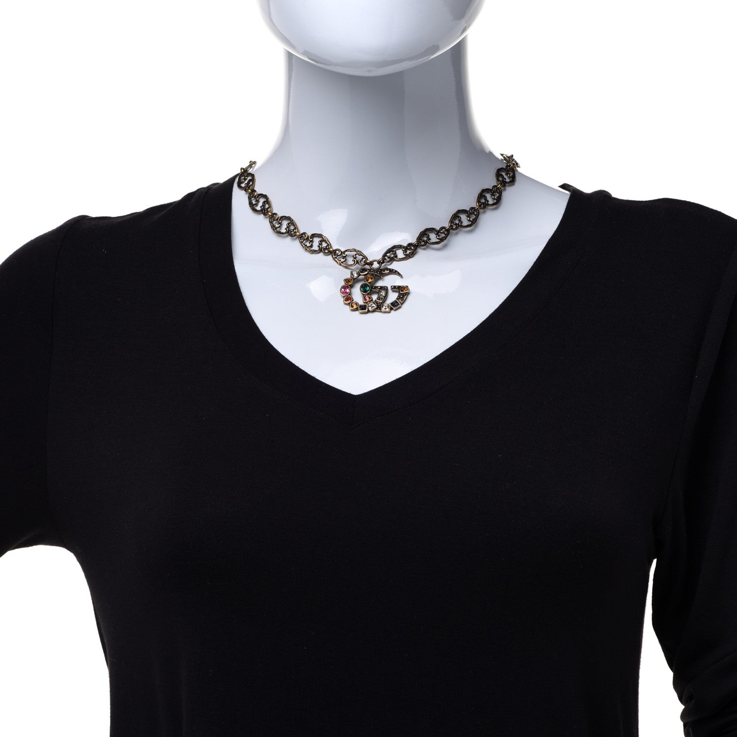 Gucci Crystal Marmont Necklace Aged Gold Multicolor 2 of 8