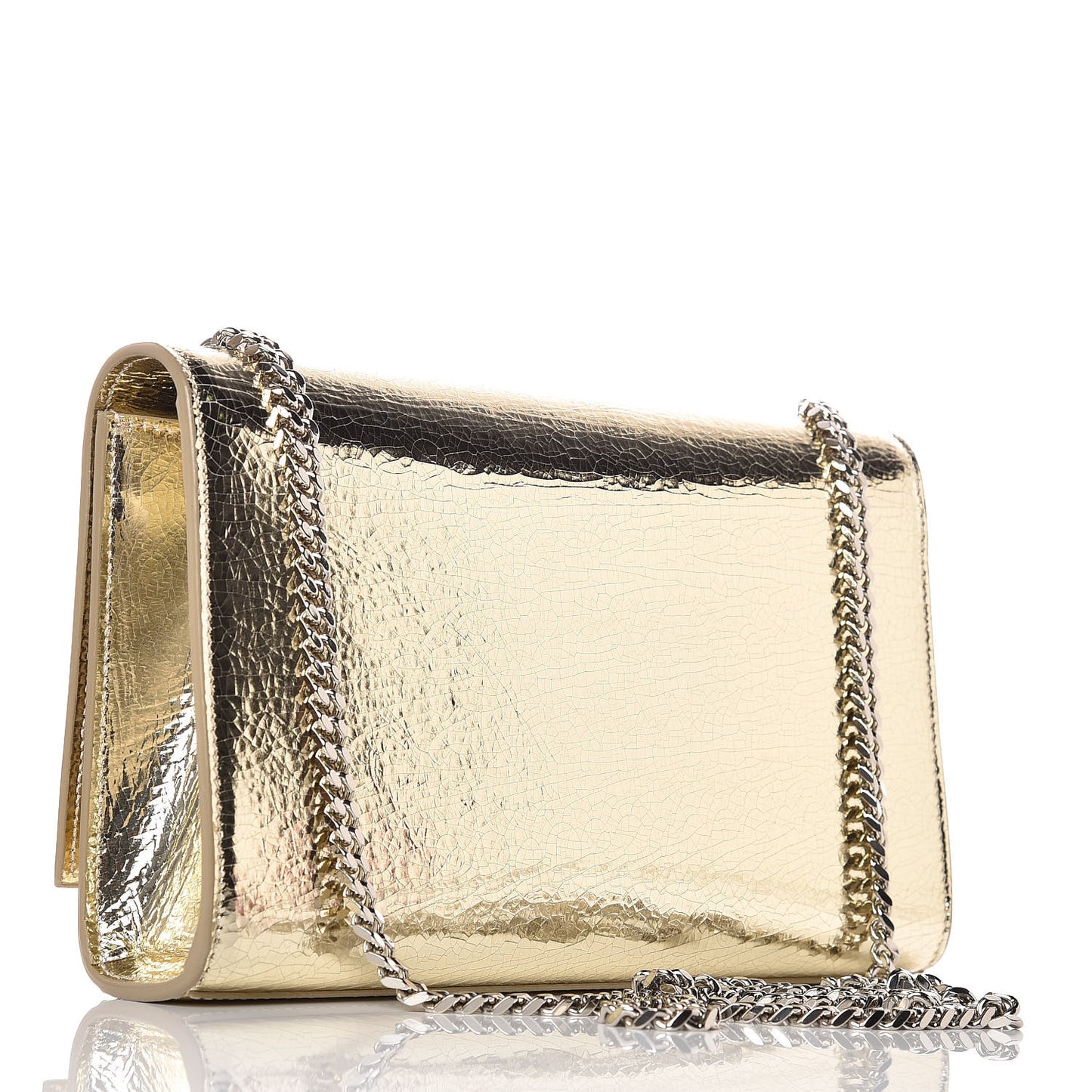 Metallic Calfskin Medium Classic Monogram Kate Satchel Gold
