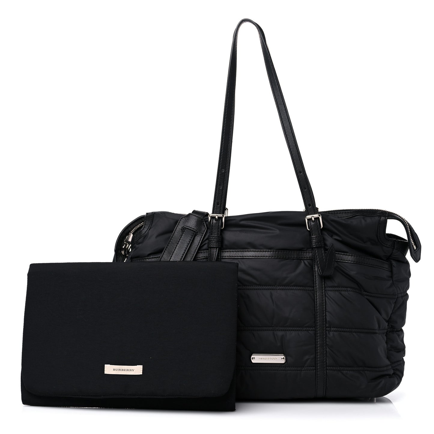 Nylon House Check Quilted Abbey Diaper Bag Black