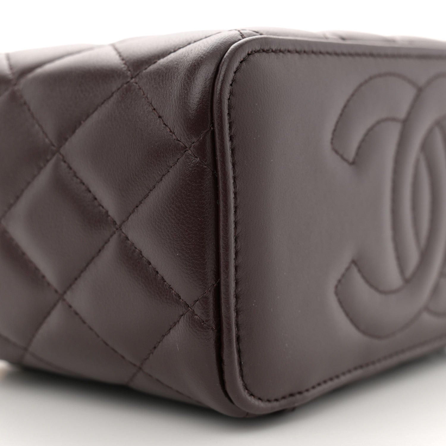 Chanel Lambskin Quilted Small Top Handle Vanity Case With Chain Dark Brown 9 of 11