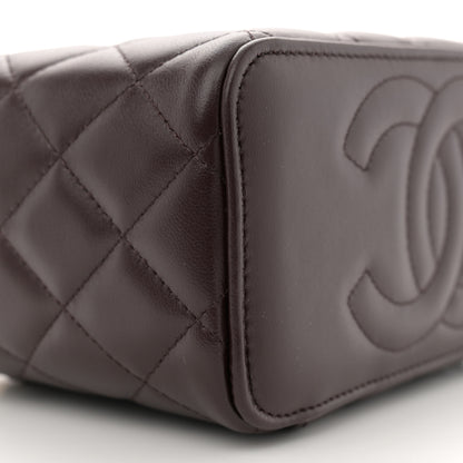 Chanel Lambskin Quilted Small Top Handle Vanity Case With Chain Dark Brown 9 of 11