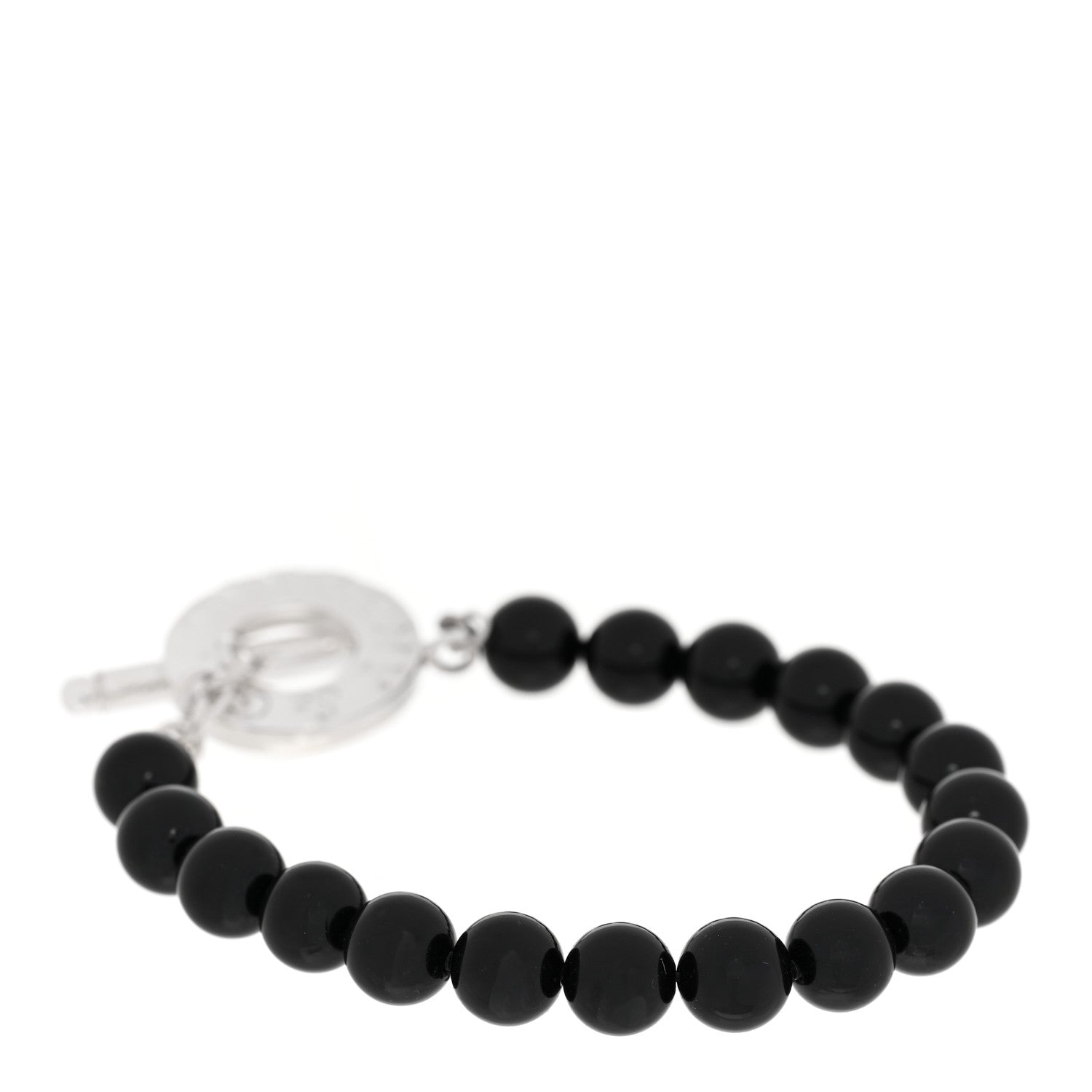 Tiffany Sterling Silver Black Onyx Bead Toggle Bracelet 2 of 4