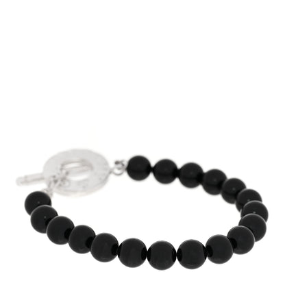 Tiffany Sterling Silver Black Onyx Bead Toggle Bracelet 2 of 4