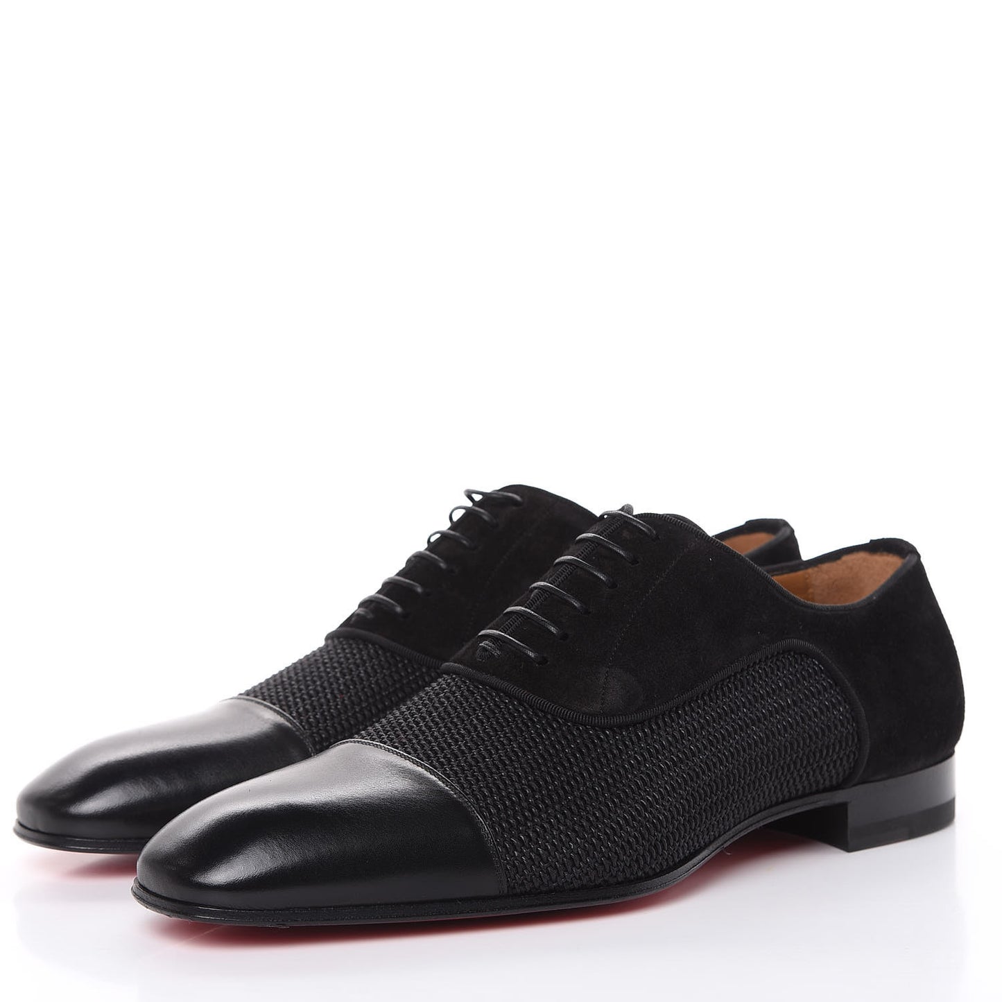 Veau Velours Calfskin Tresse Alfa Mens Greggo Flat Oxfords 39.5 Black