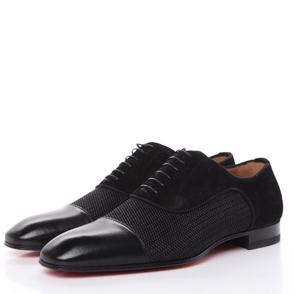 Christian Louboutin Veau Velours Calfskin Tresse Alfa Mens Greggo Flat Oxfords 39.5 Black 3 of 8