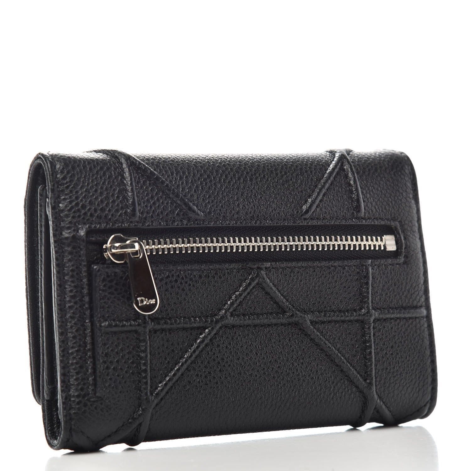 Christian Dior Grained Calfskin Cannage Diorama Elancee Wallet Black 3 of 6