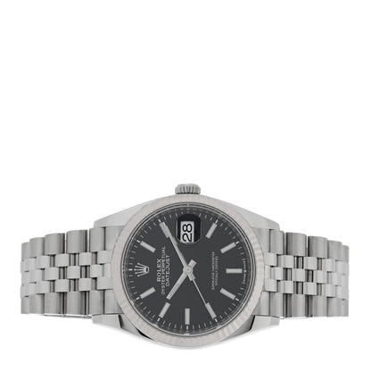Rolex Stainless Steel 18K White Gold 36mm Oyster Perpetual Datejust Watch Bright Black 126234 2 of 5