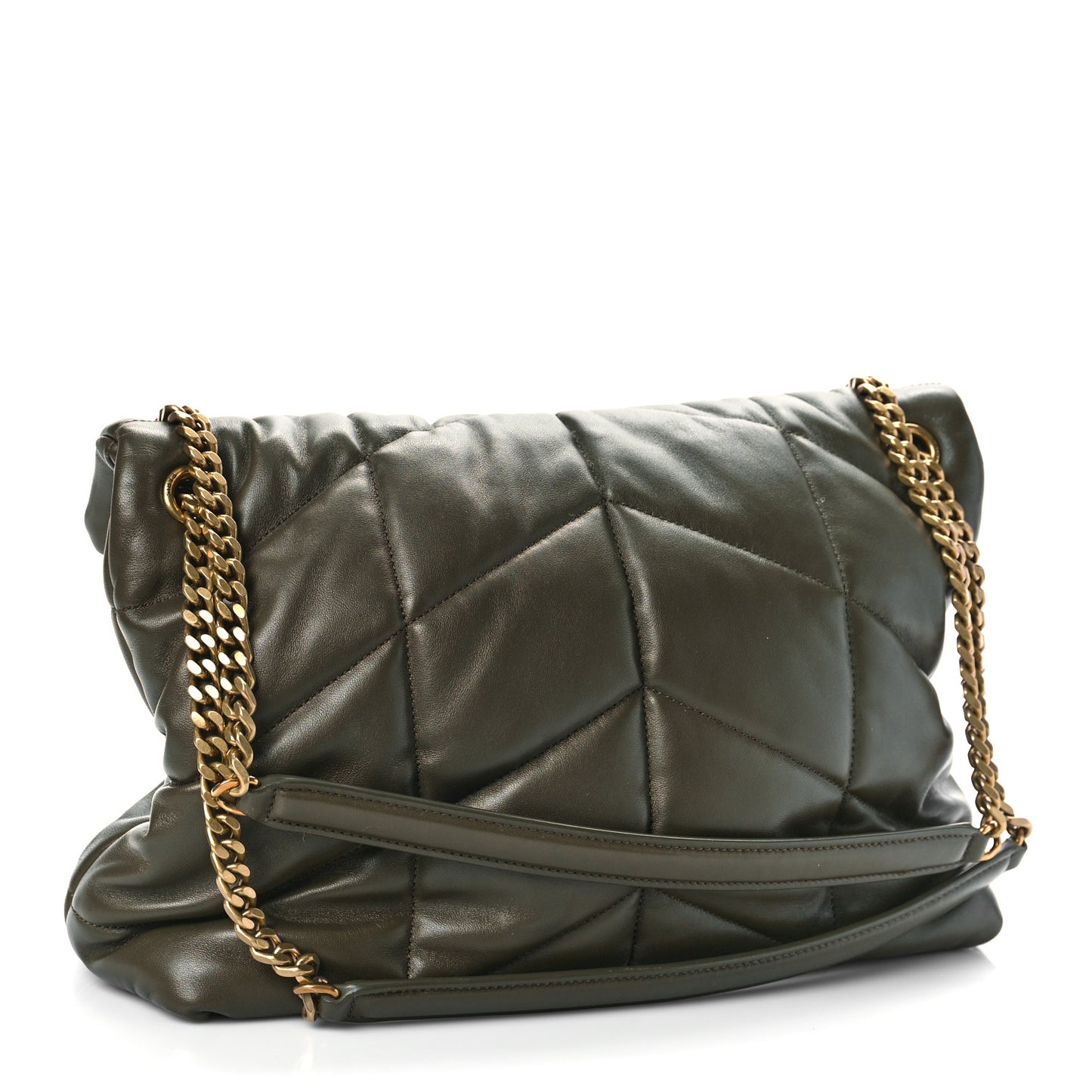Lambskin Quilted Medium Loulou Puffer Monogram Chain Satchel Seaweed