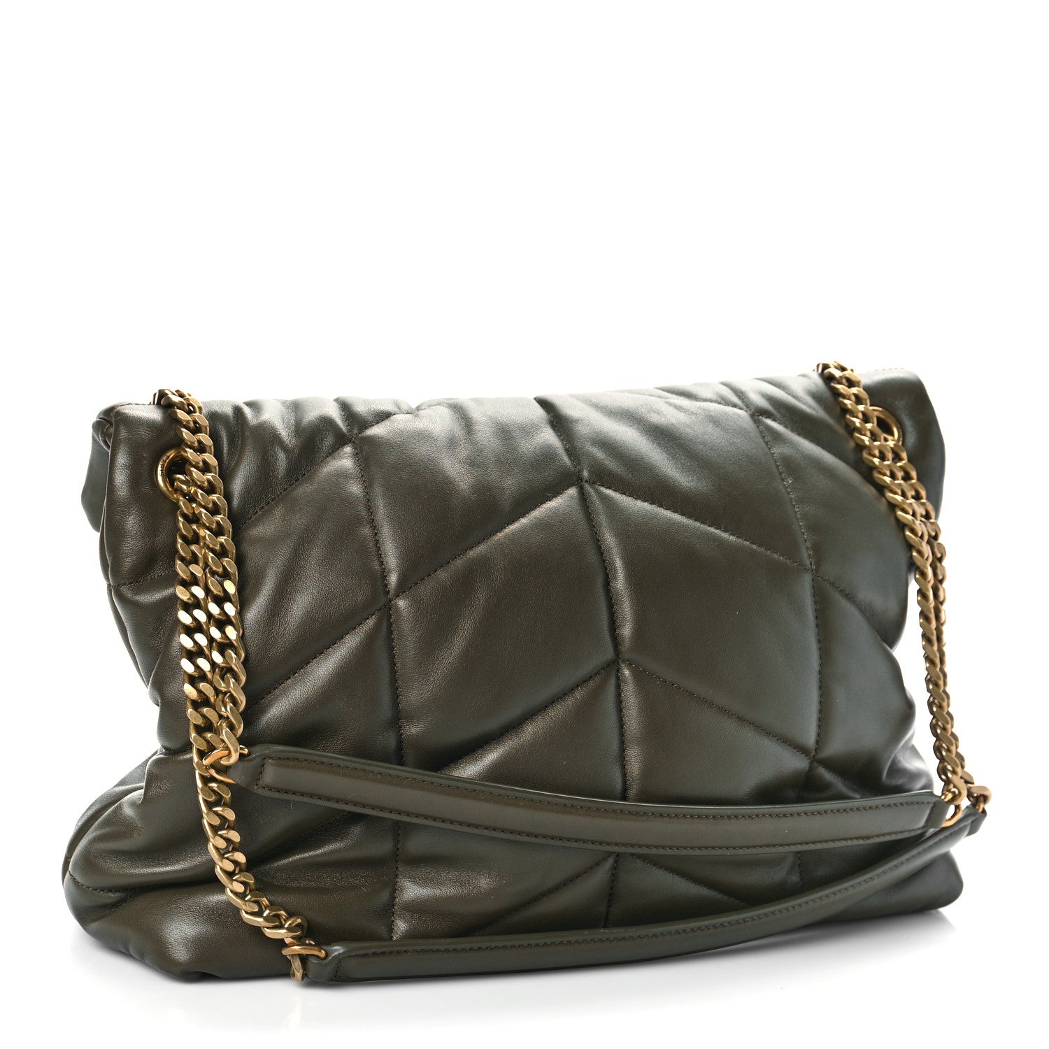 Saint Laurent Lambskin Quilted Medium Loulou Puffer Monogram Chain Satchel Seaweed 3 of 8