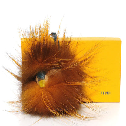 Fendi Fox Fur Vitello Lucy Junior Mini Monster Bag Bug Charm Ocean Multicolor Giallo 4 of 4
