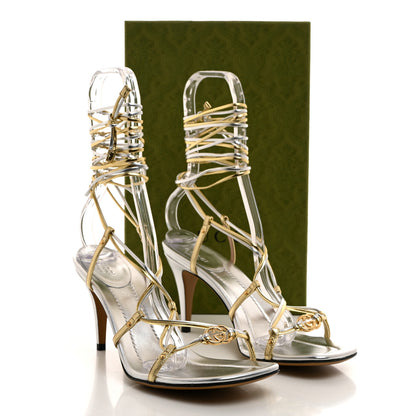 Gucci Nappa Silk Heel Sandals 39.5 Platino Silver 8 of 8