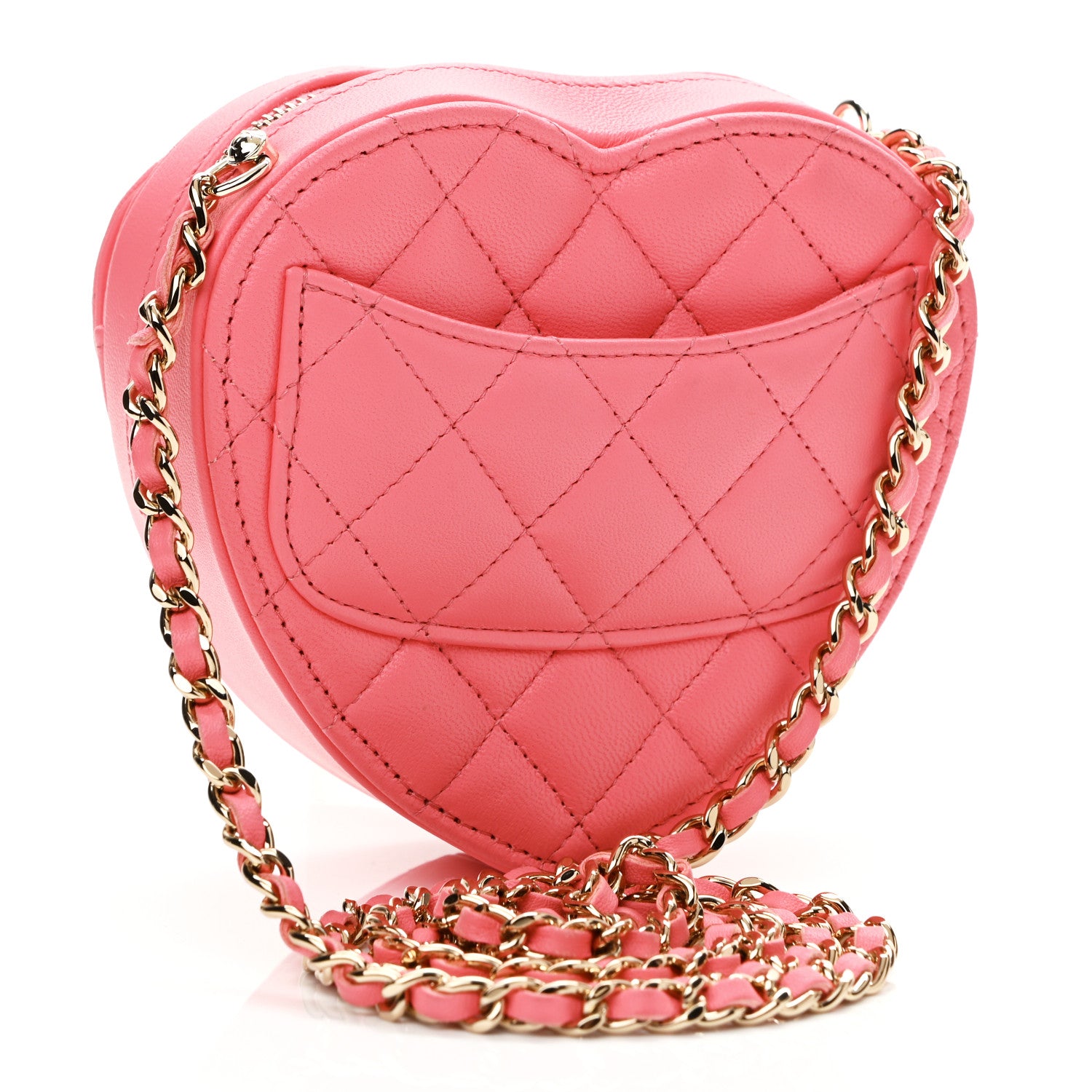 Chanel Lambskin Quilted CC In Love Heart Clutch With Chain Pink 3 of 11