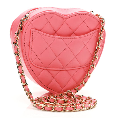 Chanel Lambskin Quilted CC In Love Heart Clutch With Chain Pink 3 of 11