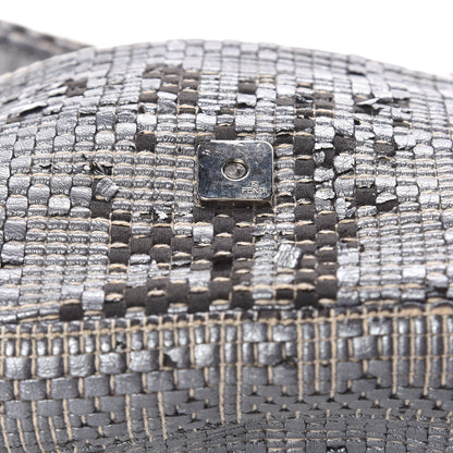 Fendi Metallic Lambskin Woven Baguette Light Grey 11 of 19