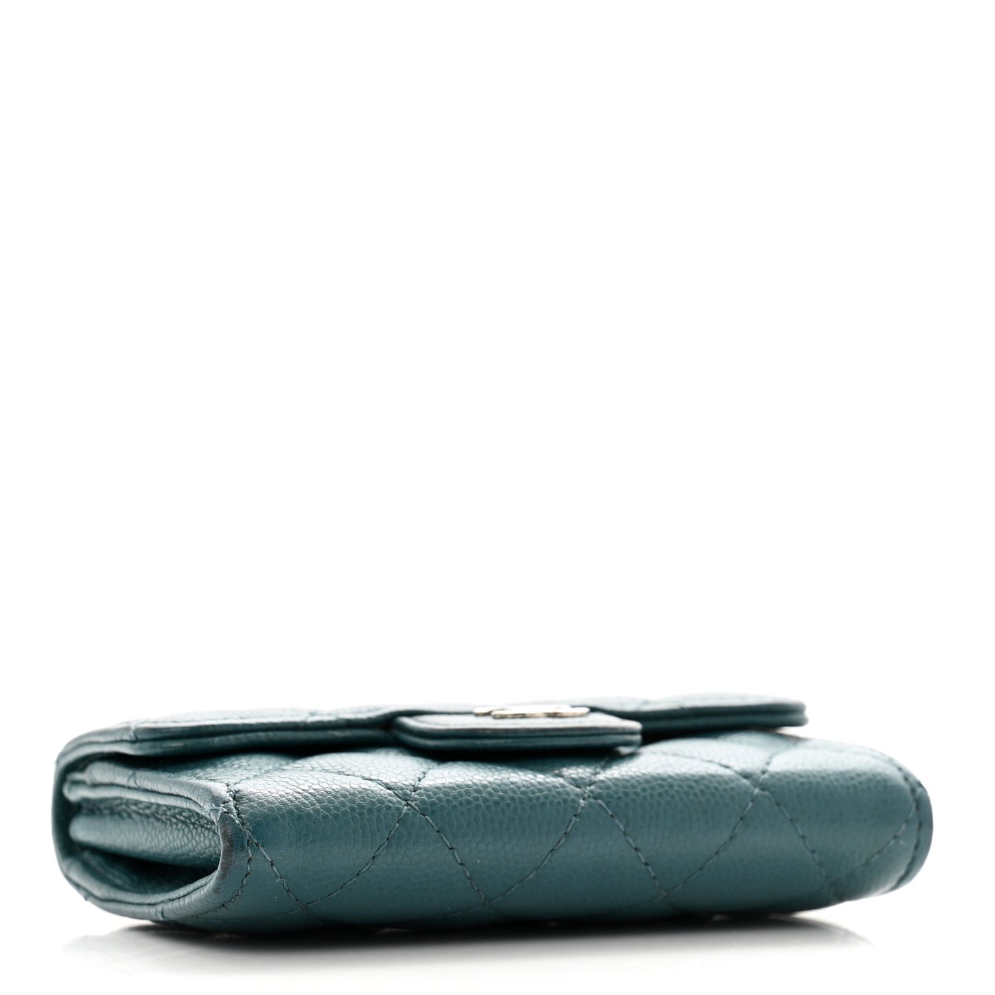 Caviar Quilted Flap Card Holder Turquoise