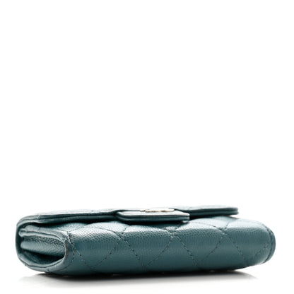 Chanel Caviar Quilted Flap Card Holder Turquoise 4 of 14