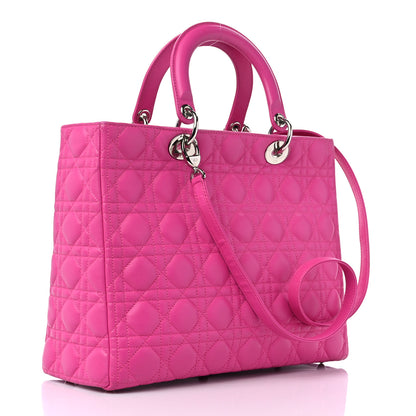 Christian Dior Lambskin Cannage Large Lady Dior Fuchsia 3 of 14