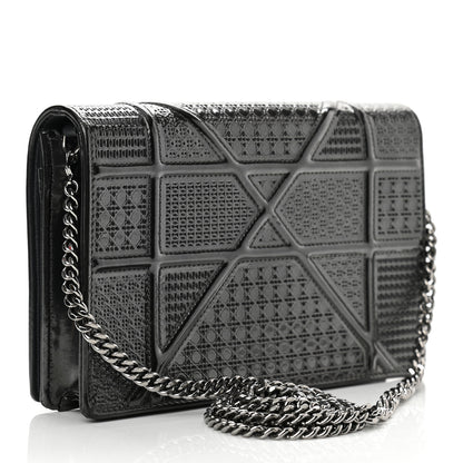 Christian Dior Metallic Patent Micro-Cannage Small Diorama Flap Bag Onyx Black 3 of 13