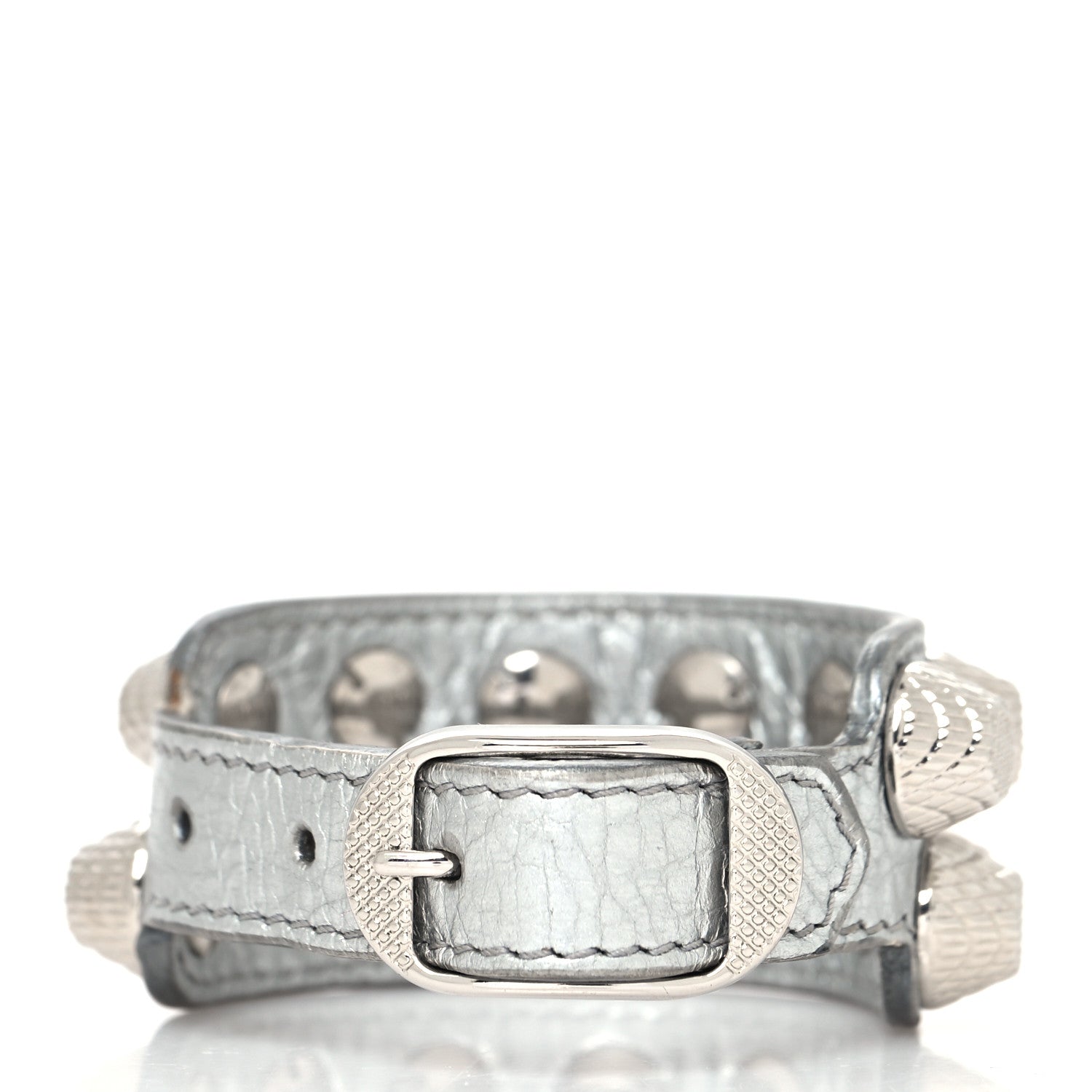 Balenciaga Agneau Arena Two Row Giant 21 Silver M Bracelet Silver 3 of 4