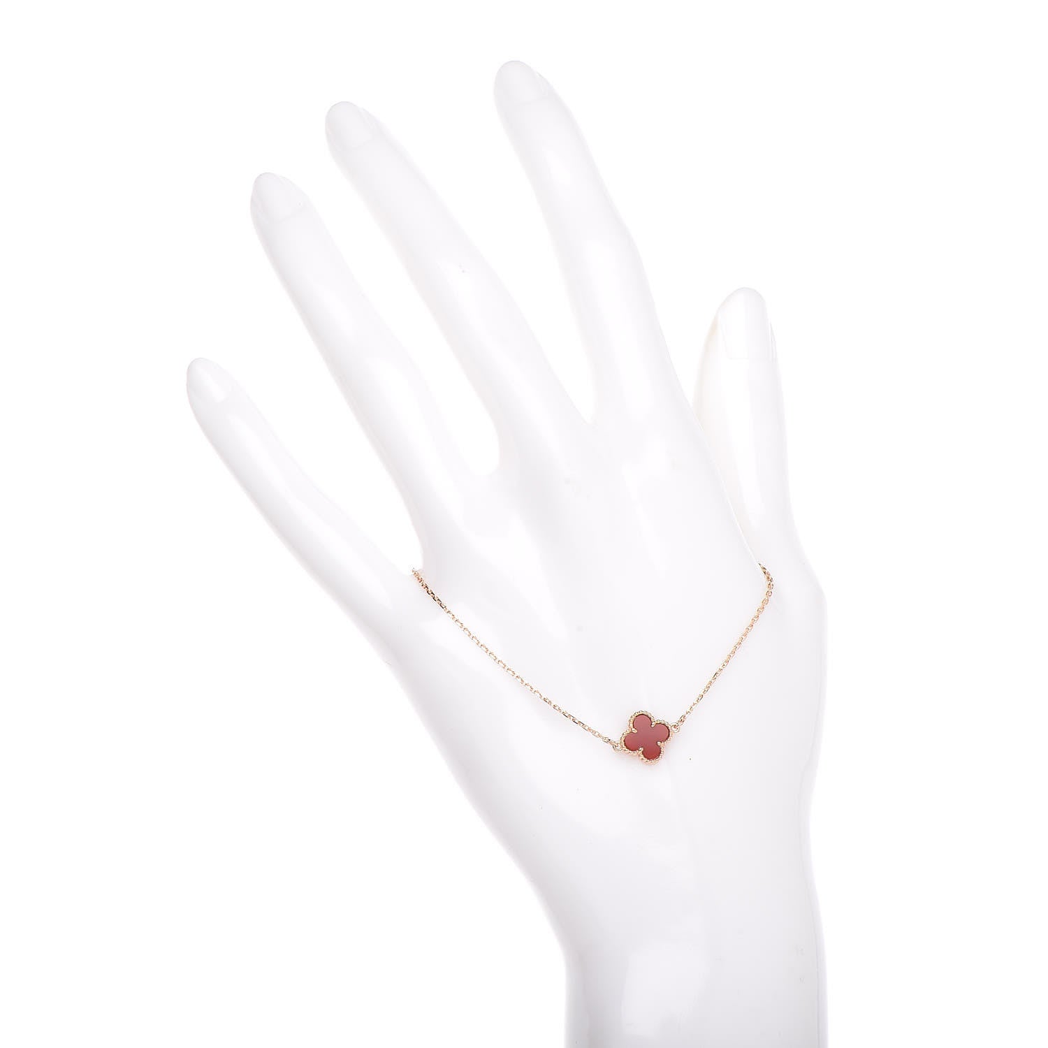 Van Cleef & Arpels 18K Rose Gold Carnelian Sweet Alhambra Bracelet 2 of 6