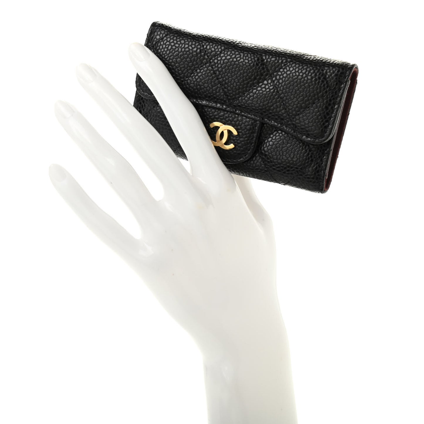 Caviar Quilted 6 Key Holder Black