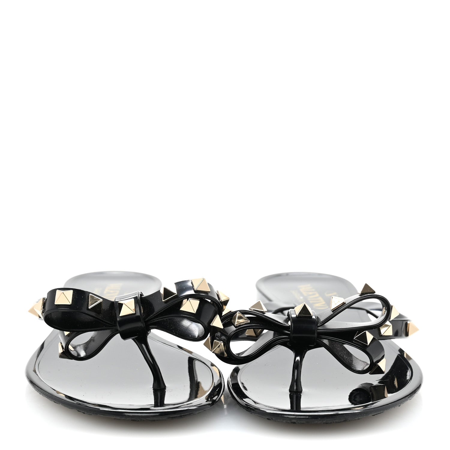 Valentino Garavani PVC Jelly Rockstud Bow Thong Sandals 39 Black 3 of 9