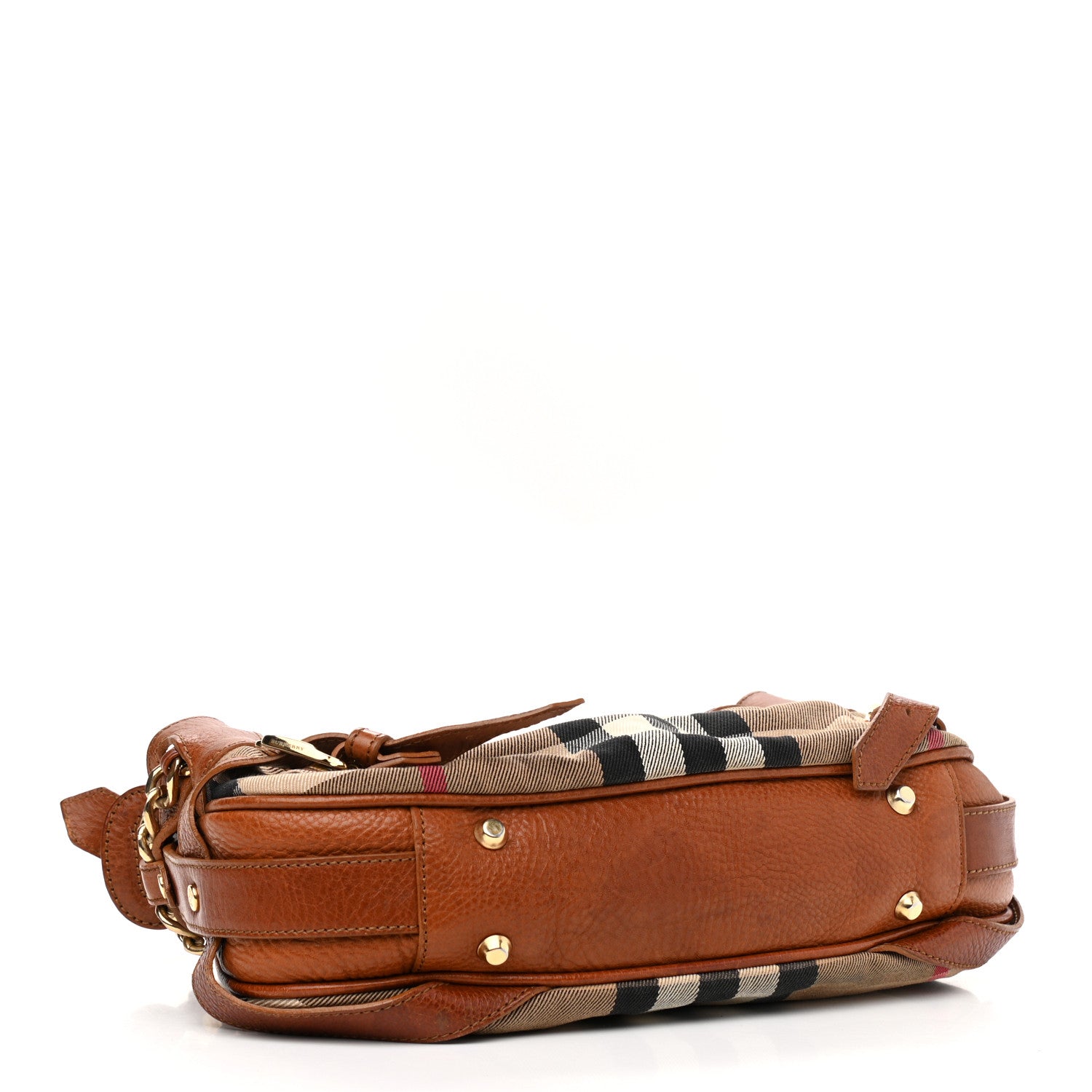 Burberry Grainy Calfskin House Check Margaret Bag Tan 3 of 11