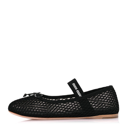 Miu Miu Mesh Fabric Ballerina Flats 36 Black 1 of 12