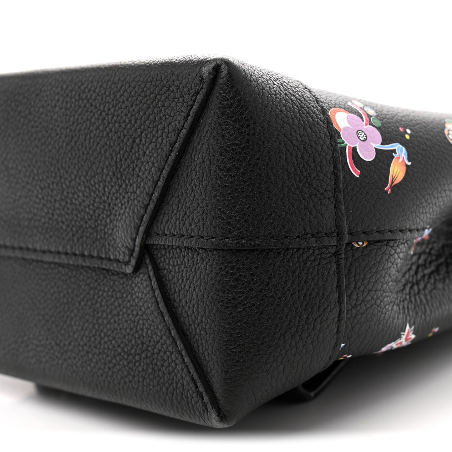 Calfskin Flower Lockme Mini Backpack Black Multicolor