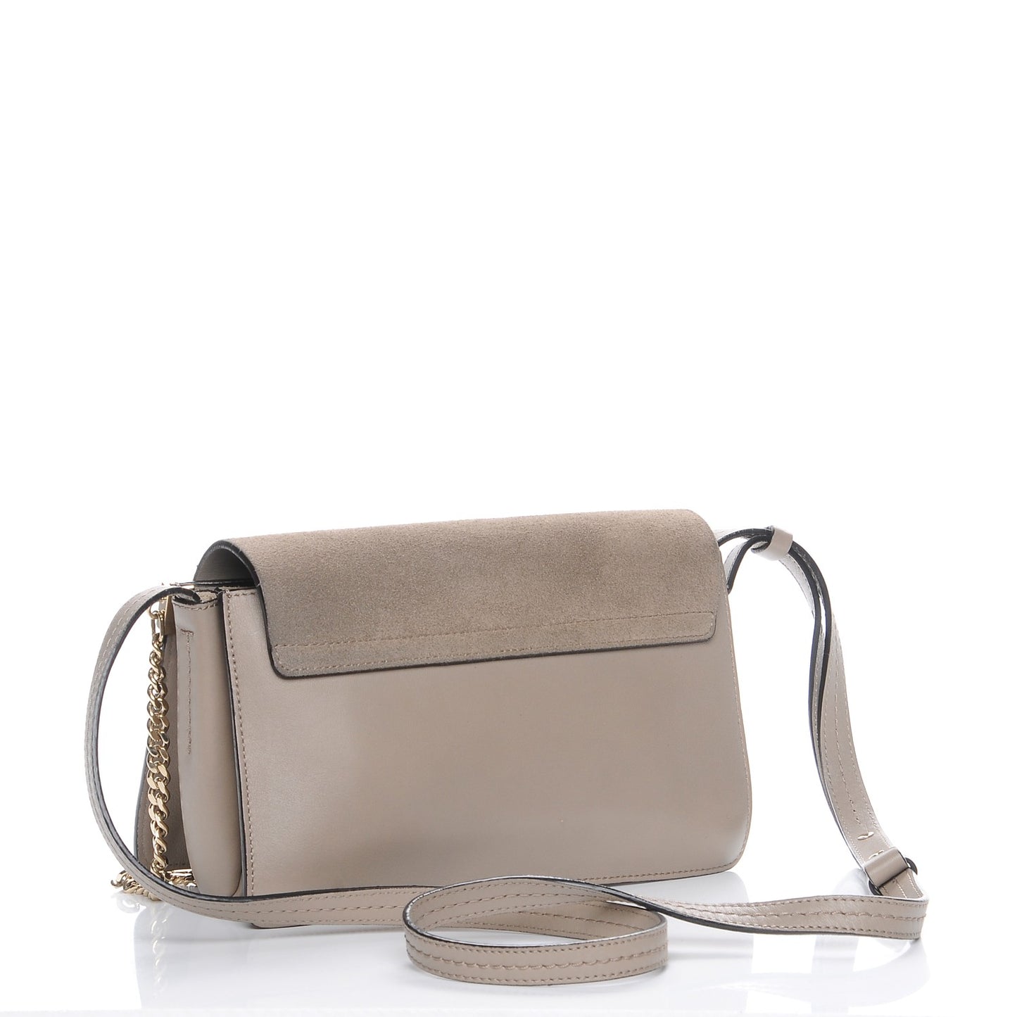 Suede Calfskin Small Faye Shoulder Bag Motty Grey