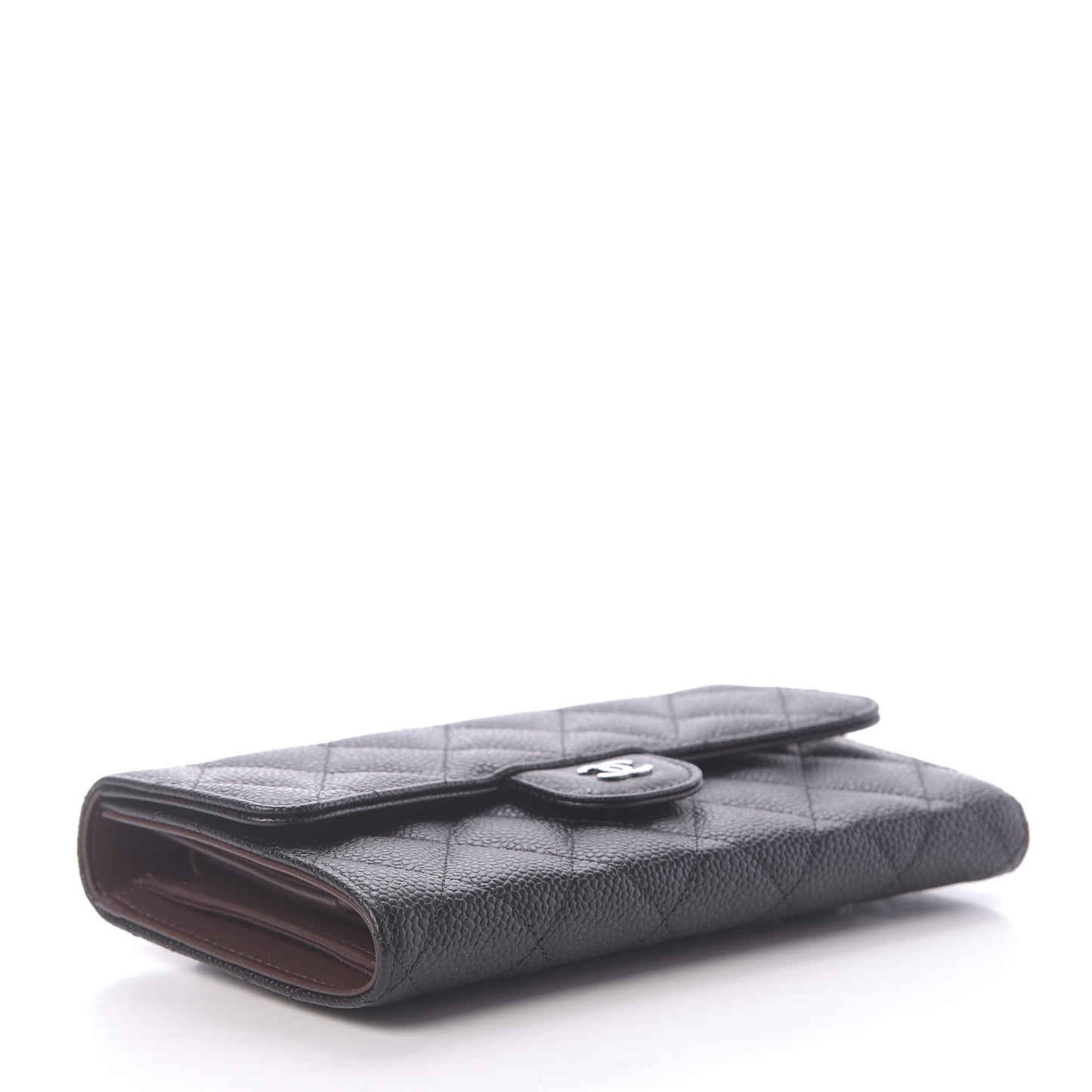 Caviar Quilted Large Flap Wallet Black