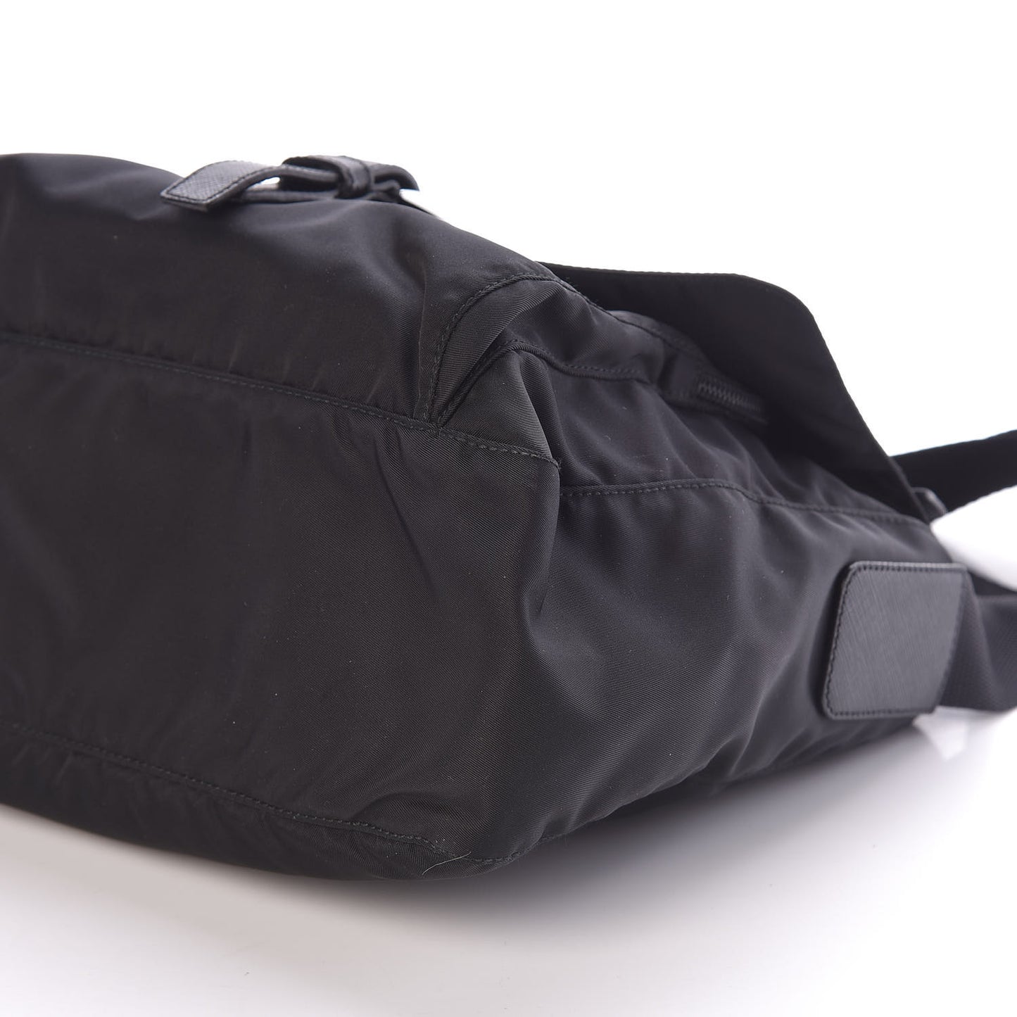 Nylon Vela Saffiano Single Buckle Messenger Shoulder Bag Black