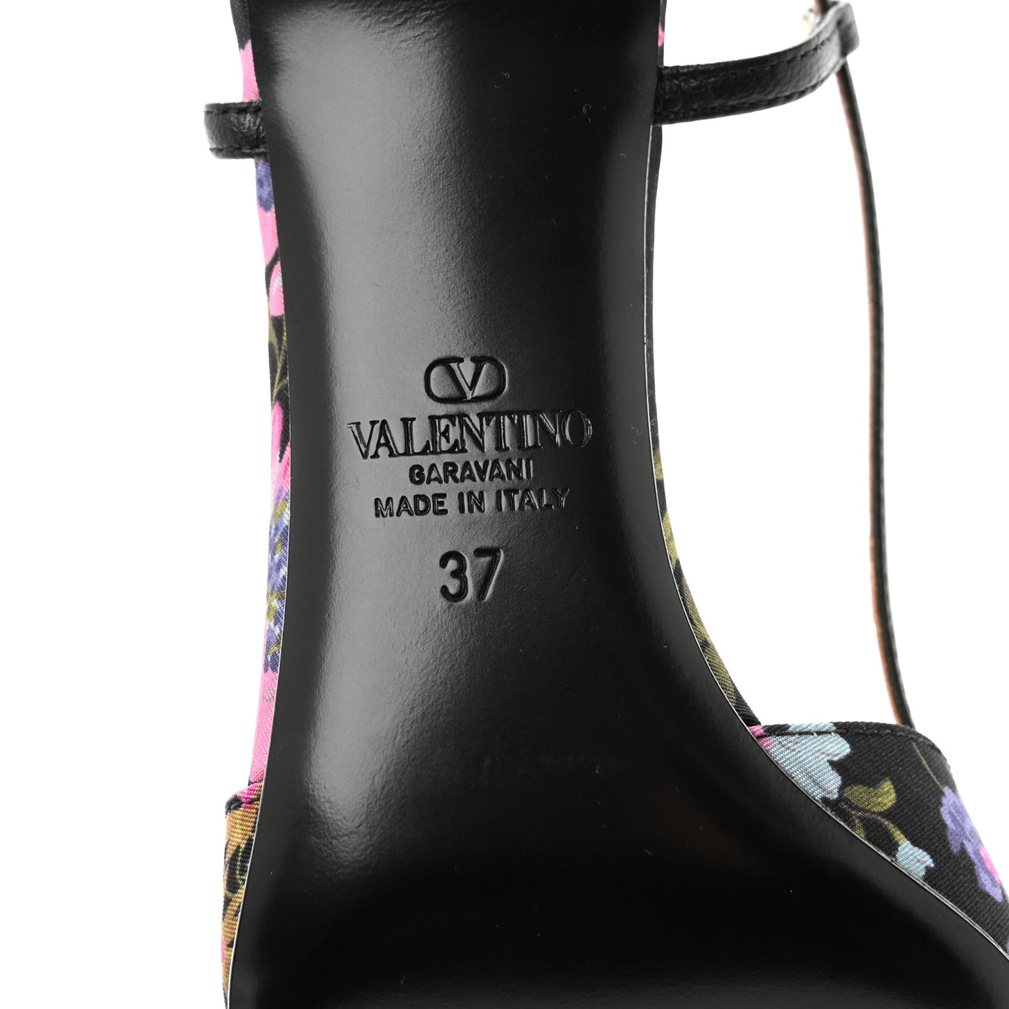 Satin Moire Floral Vlogo Loco Slingback 80mm Pumps 37 Black Multicolor