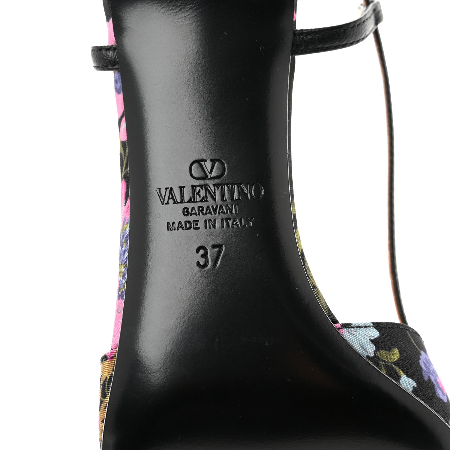 Valentino Garavani Satin Moire Floral Vlogo Loco Slingback 80mm Pumps 37 Black Multicolor 8 of 9