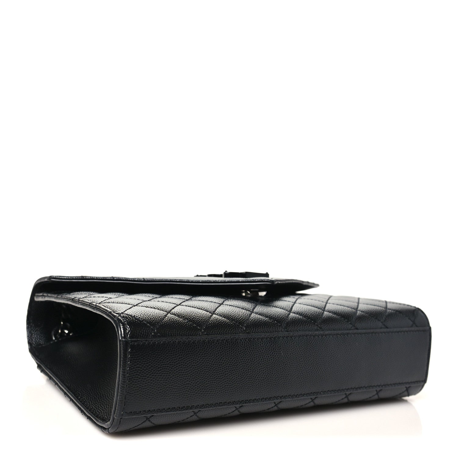 Saint Laurent Grain De Poudre Textured Mixed Matelasse Triquilt Medium Monogram Monochrome Satchel Black 4 of 10