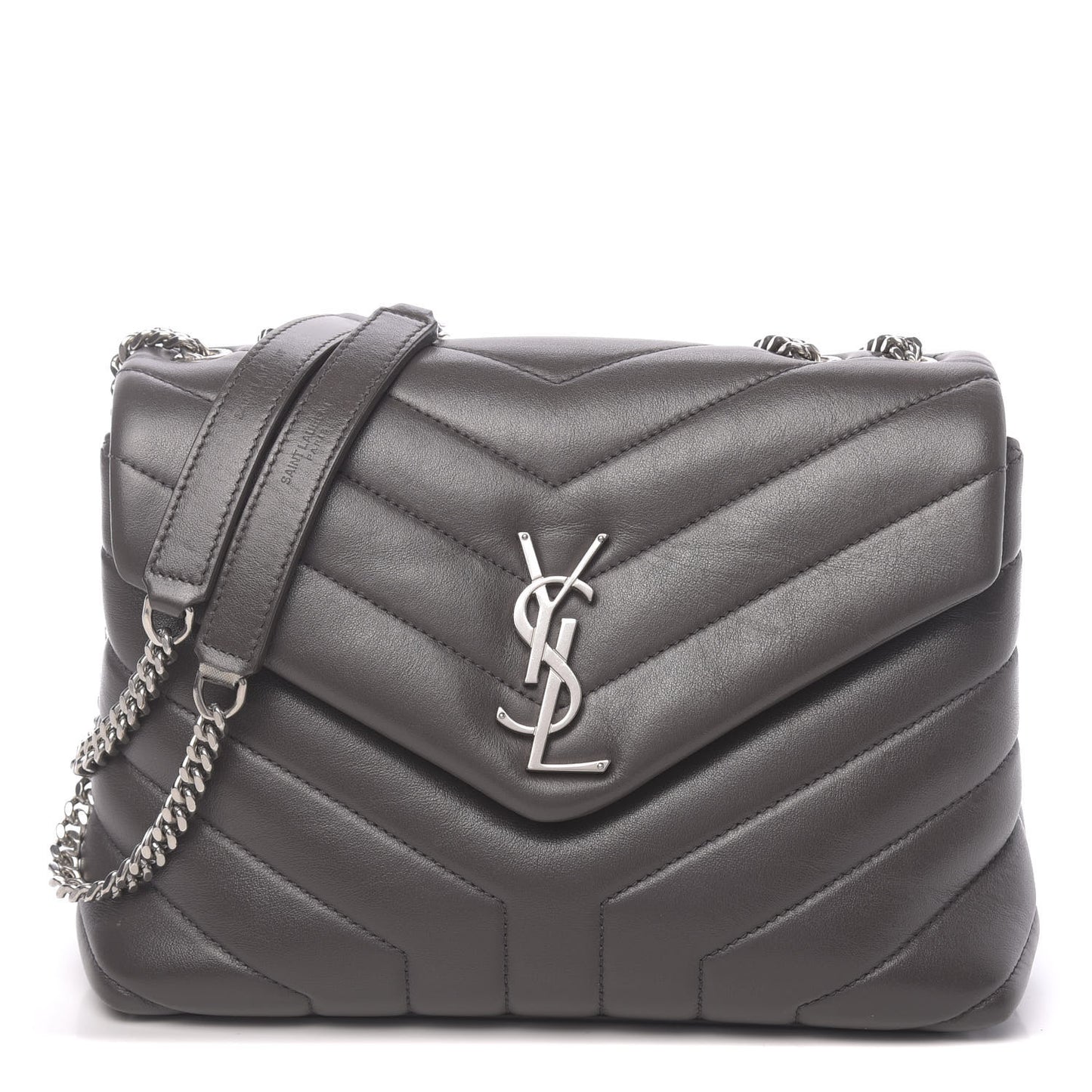 Calfskin Y Quilted Monogram Small Loulou Chain Satchel Asphalt