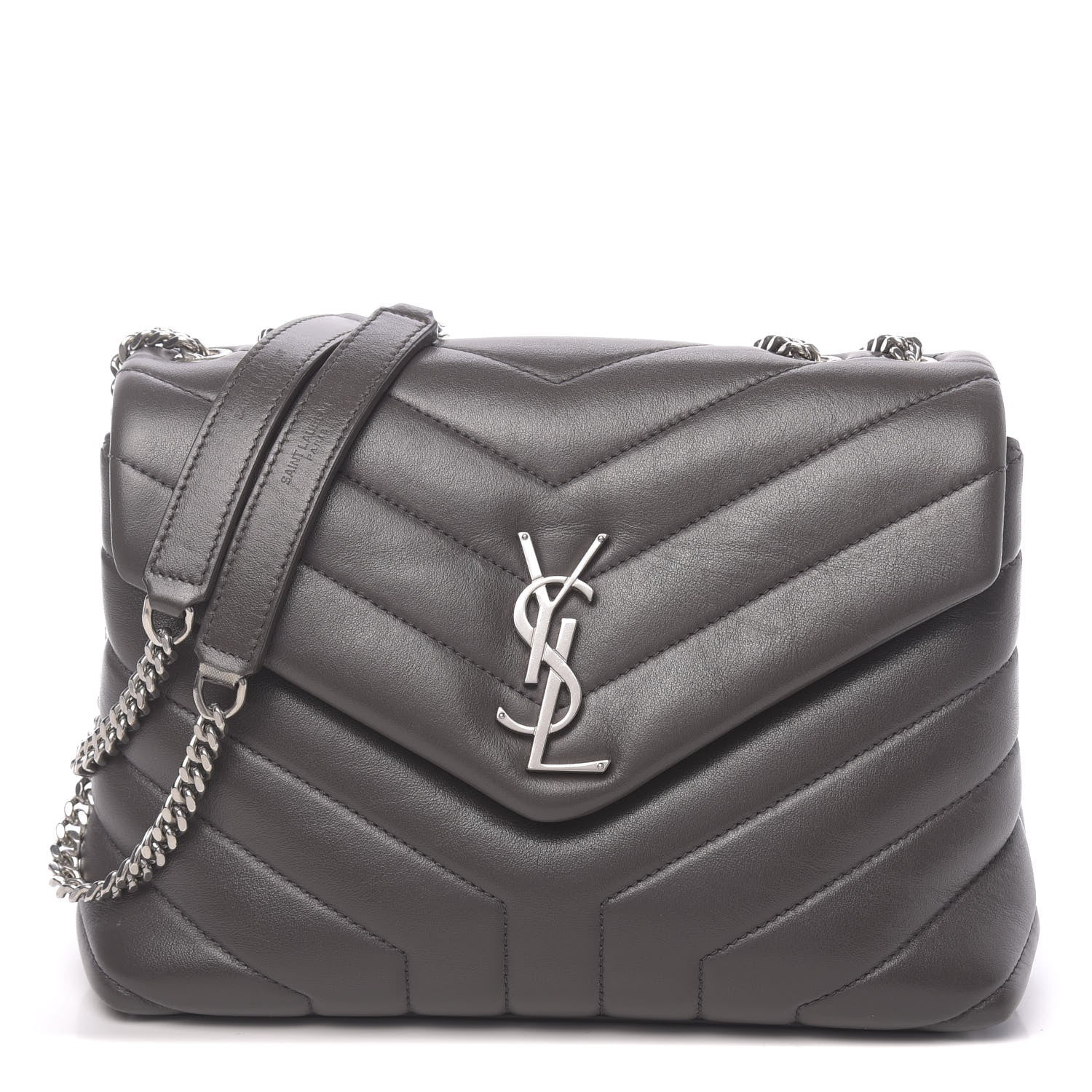 Saint Laurent Calfskin Y Quilted Monogram Small Loulou Chain Satchel Asphalt 1 of 9
