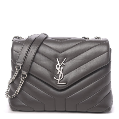 Saint Laurent Calfskin Y Quilted Monogram Small Loulou Chain Satchel Asphalt 1 of 9