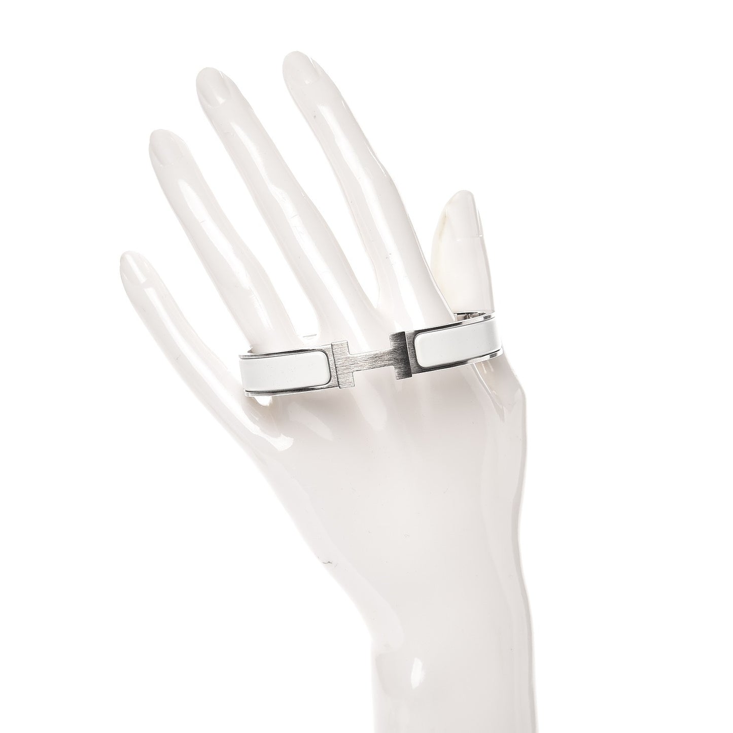 Matte Enamel Narrow Clic Clac HH Bracelet GM White