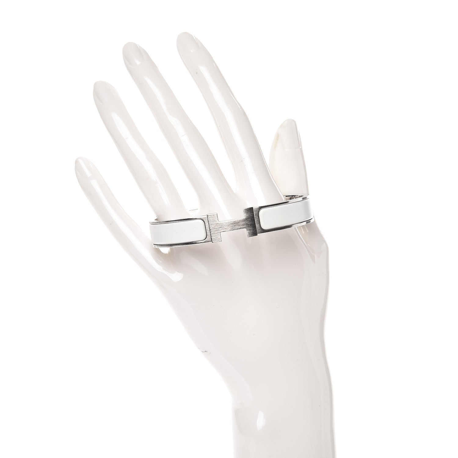 Hermes Matte Enamel Narrow Clic Clac HH Bracelet GM White 2 of 5