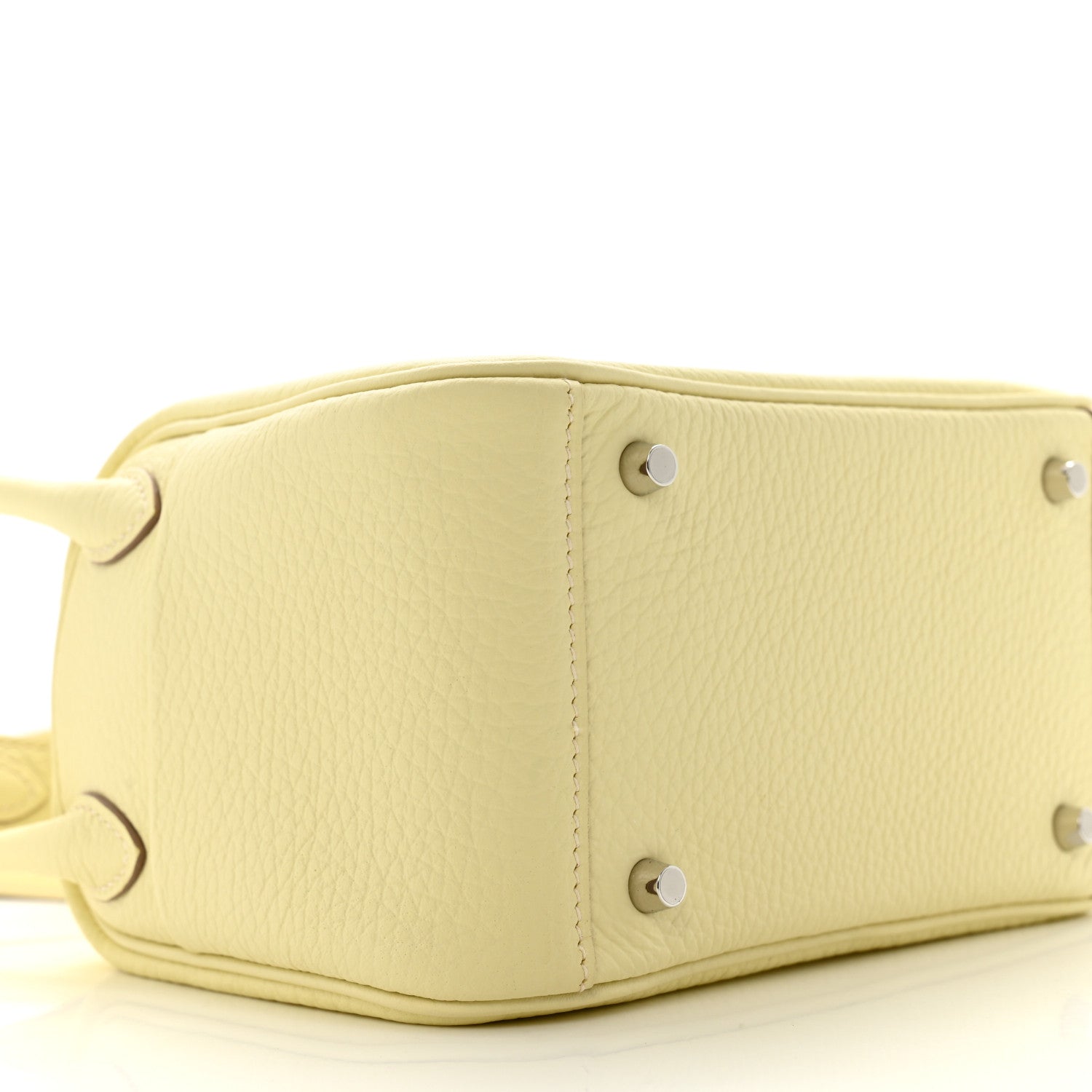 Hermes Taurillon Clemence Verso Mini Lindy 20 Jaune Milton Mushroom 9 of 10