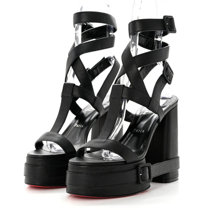 Christian Louboutin Calfskin Yazefatt Buckle Strap Platform Sandals 39.5 Black 3 of 8