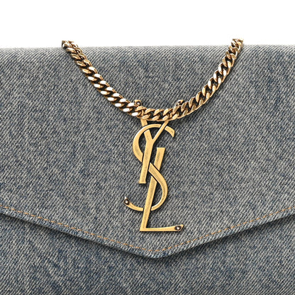 Saint Laurent Denim Monogram Chain Wallet Rodeo Blue Cinnamon 8 of 10