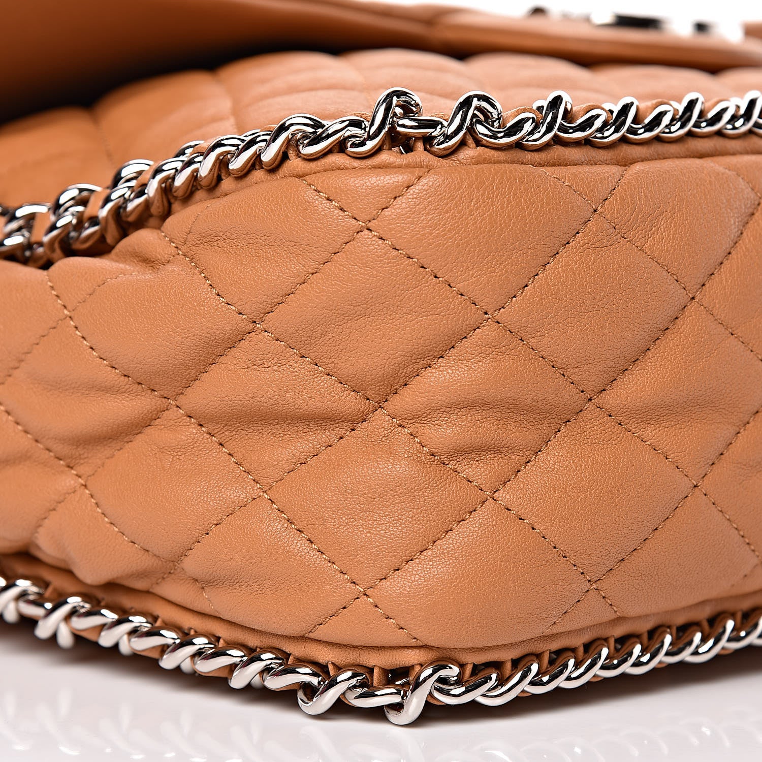 Chanel Washed Lambskin Chain Around Maxi Flap Bag Dark Beige 6 of 10