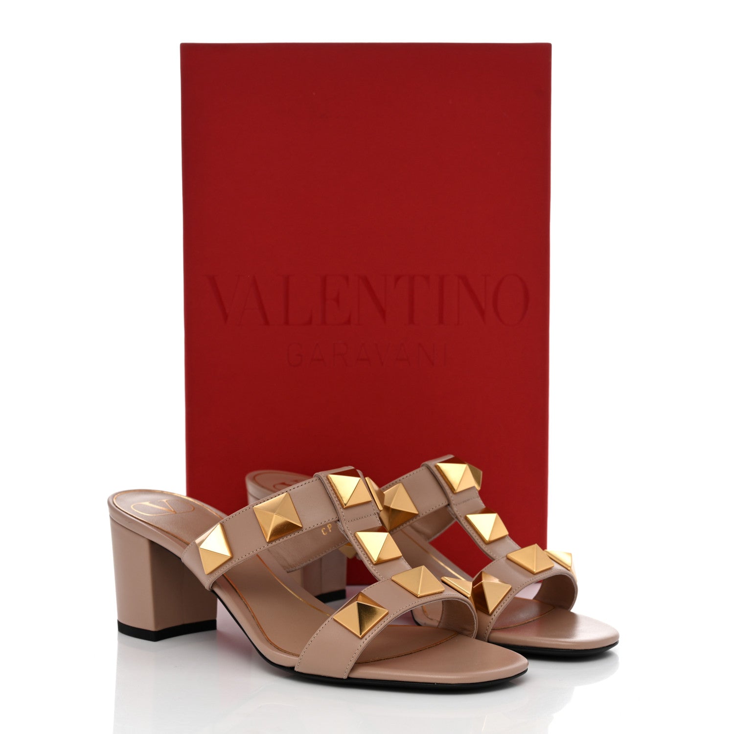 Valentino Garavani Calfskin Roman Stud 60mm Slide Sandals 37.5 Rose Cannelle 9 of 9