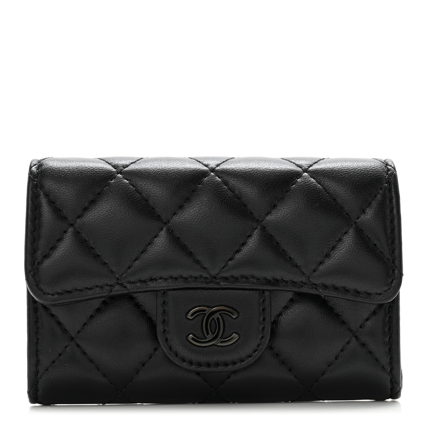 Chanel Lambskin Quilted Flap Card Holder Wallet So Black 1 of 10