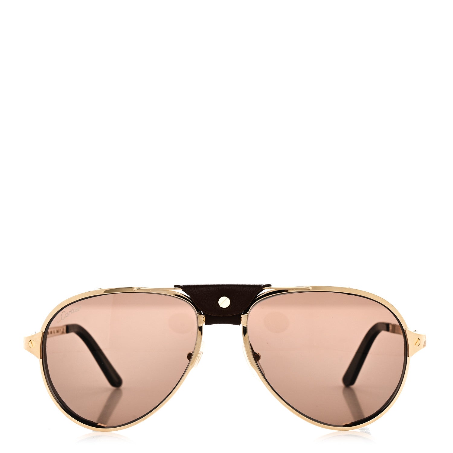 Cartier Metal Calfskin Aviator Sunglasses CT0296S Brown 2 of 7