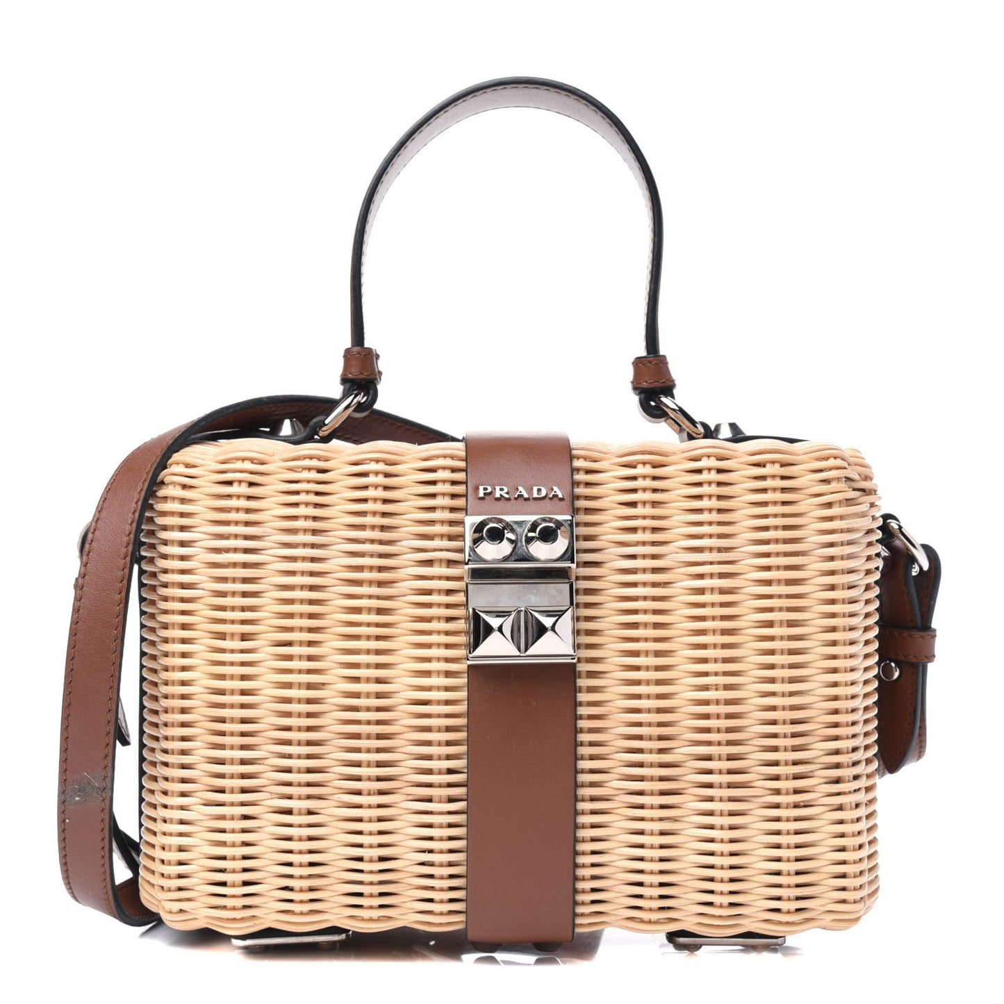 City Calfskin Wicker Elektra Satchel Beige Cognac